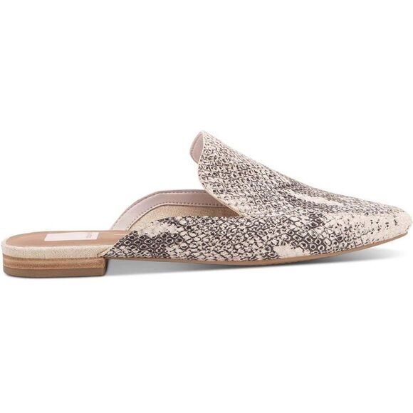 Dolce Vita Halee Slip On Mules in Stone Snake Print Leather Size 6.5 Flats Slide - Picture 3 of 11